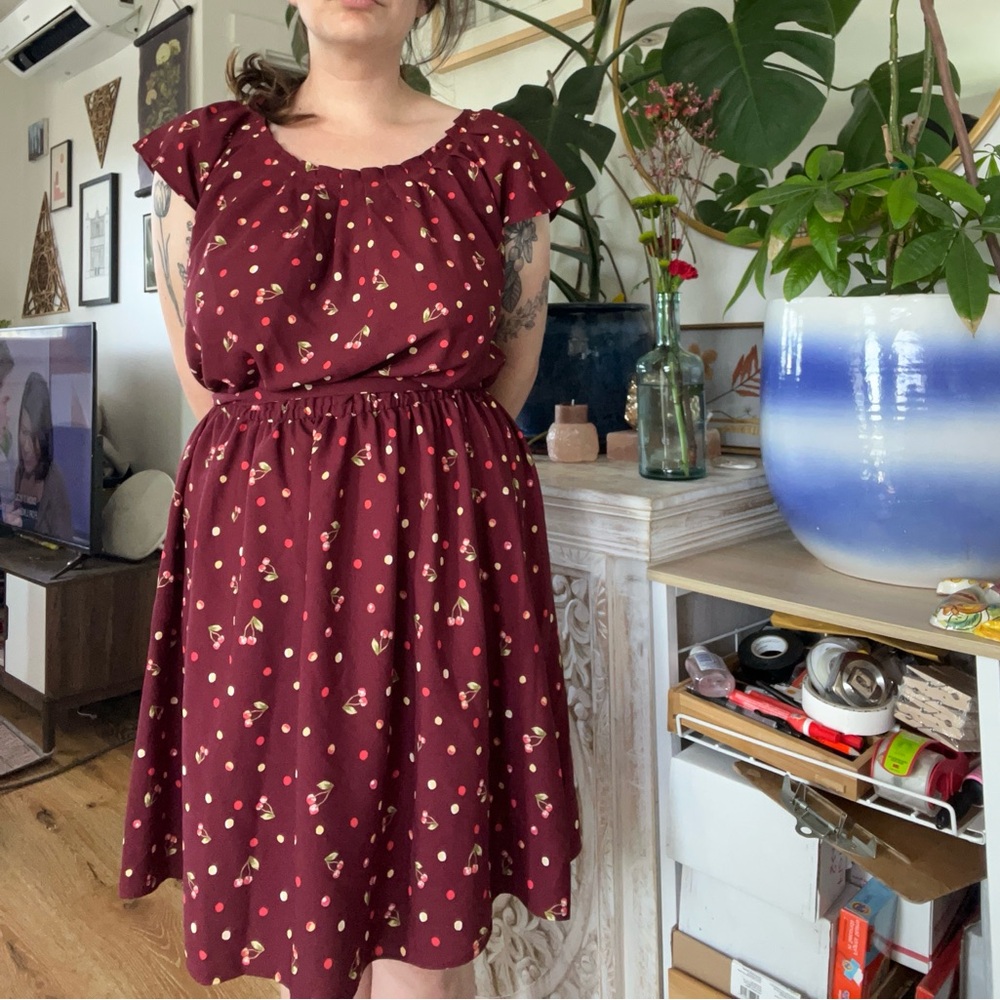 LC Lauren Conrad Red/Maroon Cherry Dress